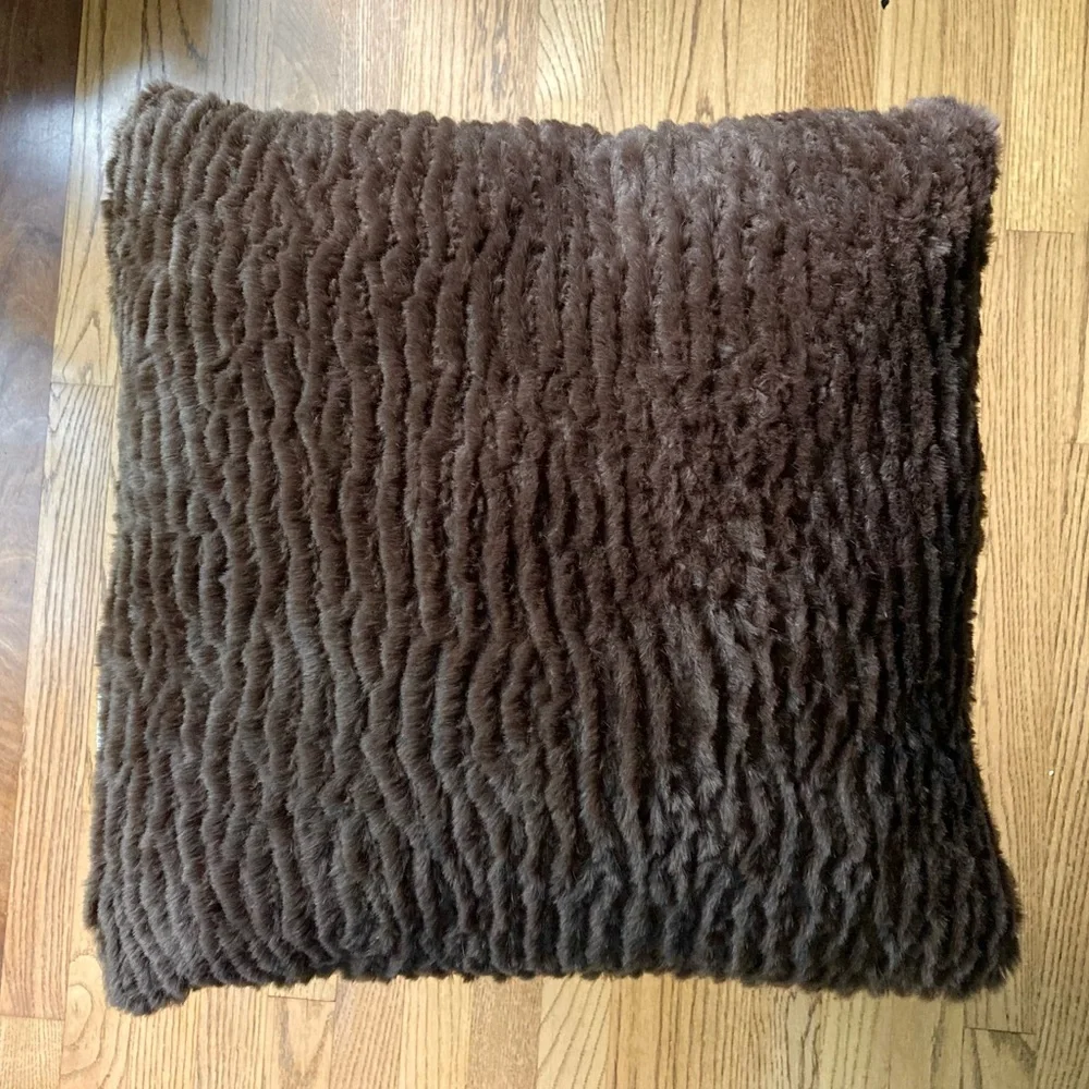 Pier 1 Imports - Brown Faux Fur Decorative Throw Pillow - Zip-off Cover & Insert